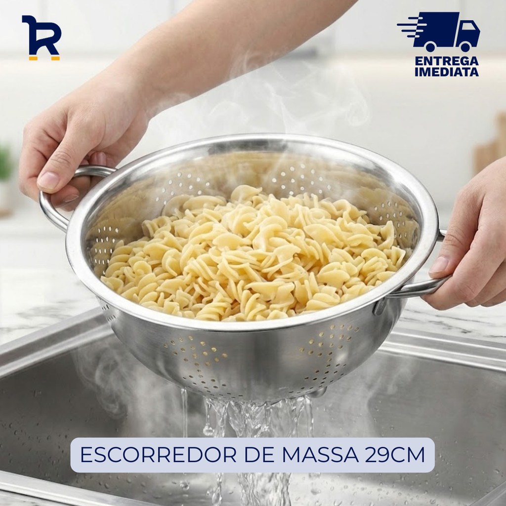Escorredor de Massas Macarrão Inox Lava Alimentos