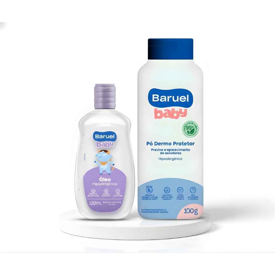 Kit Baruel Baby óleo hipoalergênico 120ml + talc