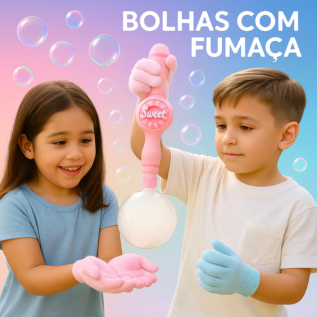 Brinquedo Máquina de Bolha de Sabão com Fumaça