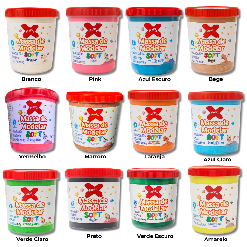 Massa de Modelar 500g Massinha Soft Base de Amido 