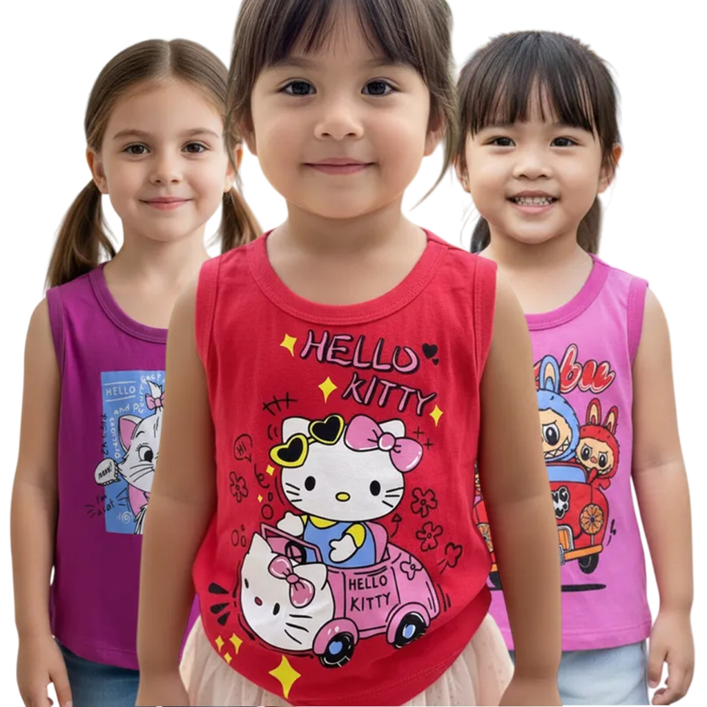 Kit 5 Regatas Infantil Feminina Estampada Desenhos
