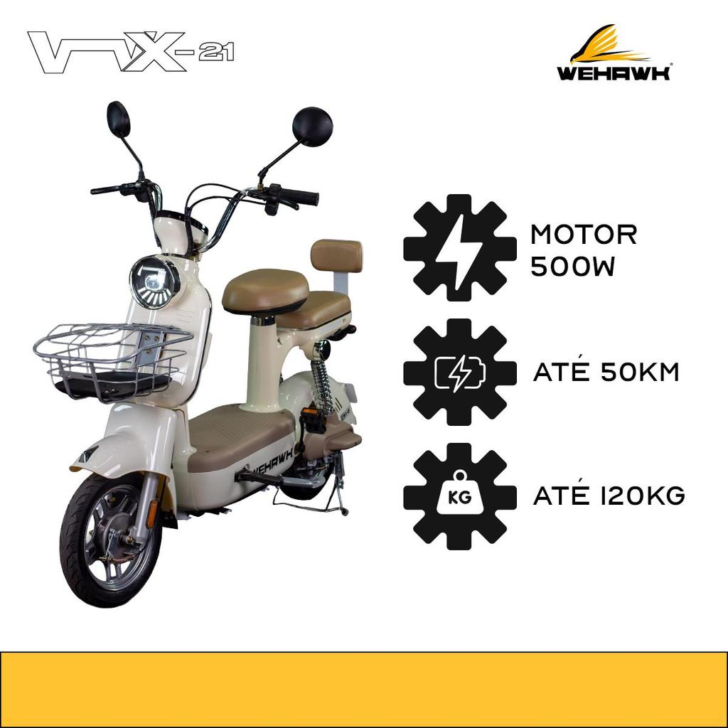 Bicicleta Scooter Elétrica 500W WX-21 Wehawk Bate