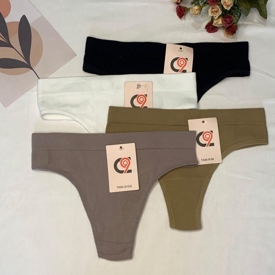 Kit 3 Tanga Feminina Fio Dental Canelada Cores Sor