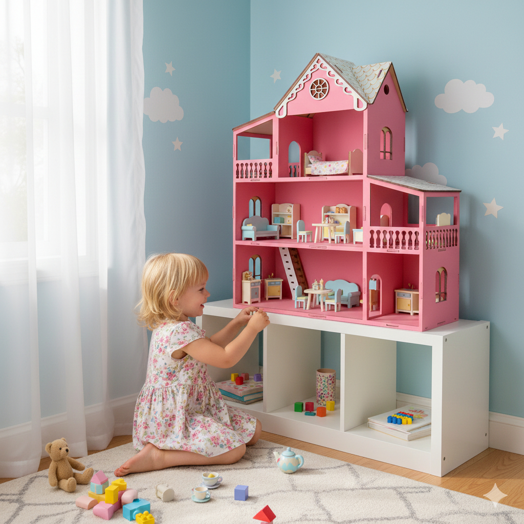 Casinha Infantil de Madeira Grande com Móveis Did