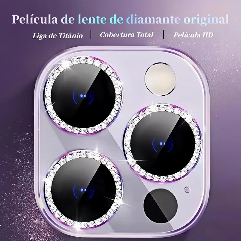 Glitter Diamante Protetor de Lente da Câmera para