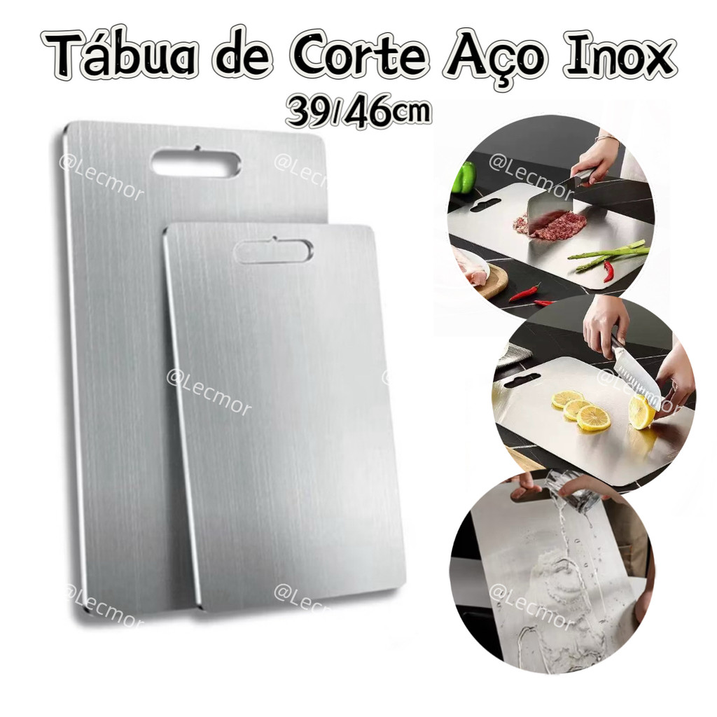 Tábua de Corte Aço Inox Antibacteriana Não Cria