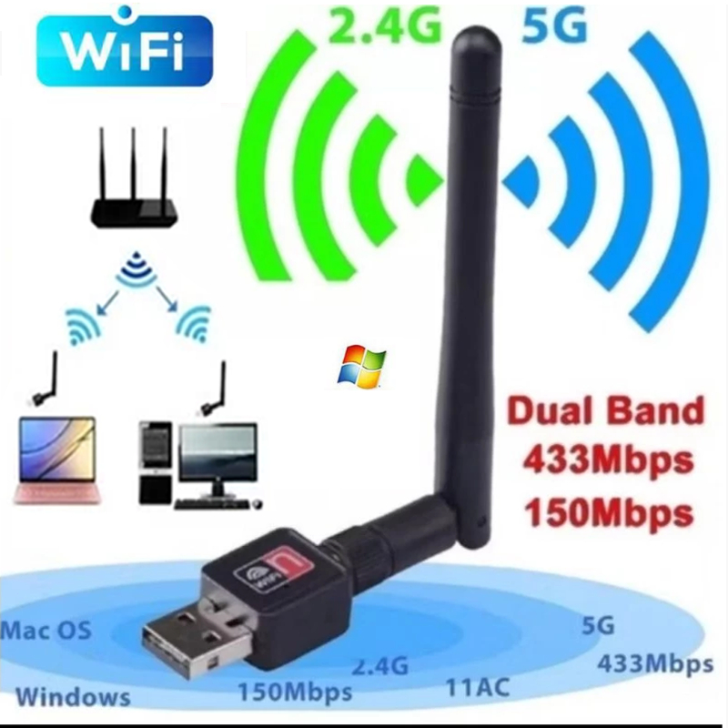 Adaptador Wifi Usb Wireless 1200mbps Com Antena PC