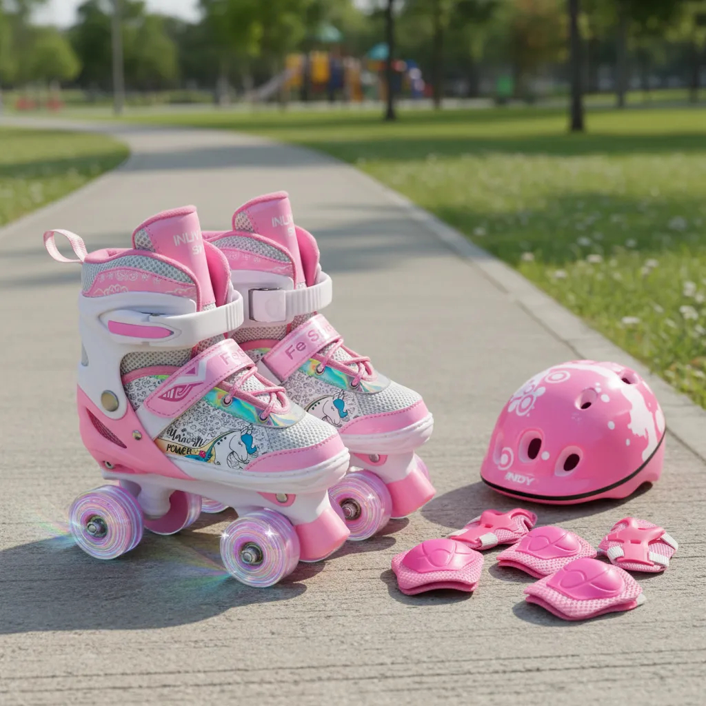 Patins Quad Unicórnio Com Rodinhas Led Infantil +