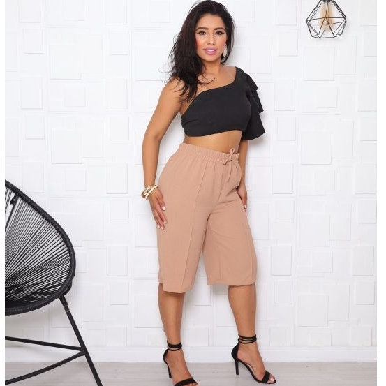 Bermuda Feminina Alfaiatada Duna Lisa  Cintura Alt