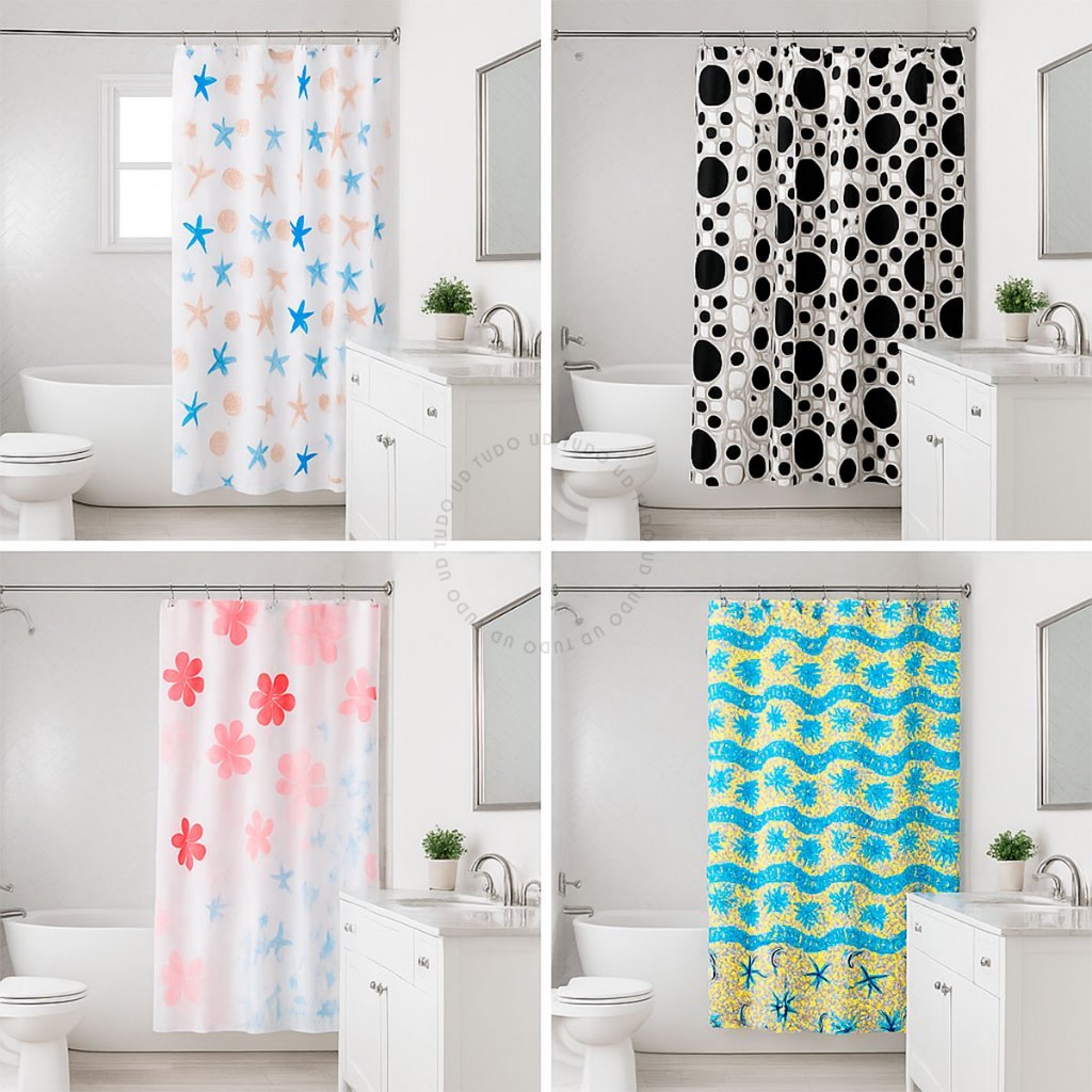 Kit 1-4 Cortina Para Box Pvc 178x135CM de Múltipl