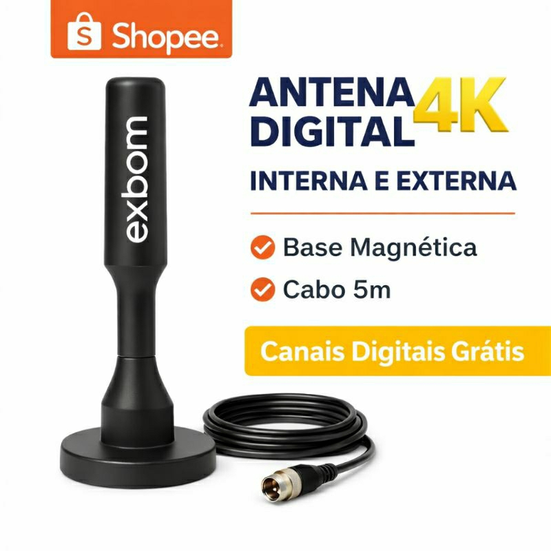 Antena Digital TV 4K HDTV Exbom Interna Externa Ca