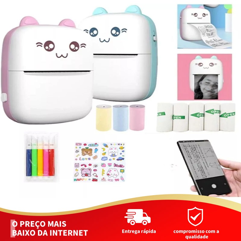 Mini Impressora Térmica Sem Fio Portátil Desenho