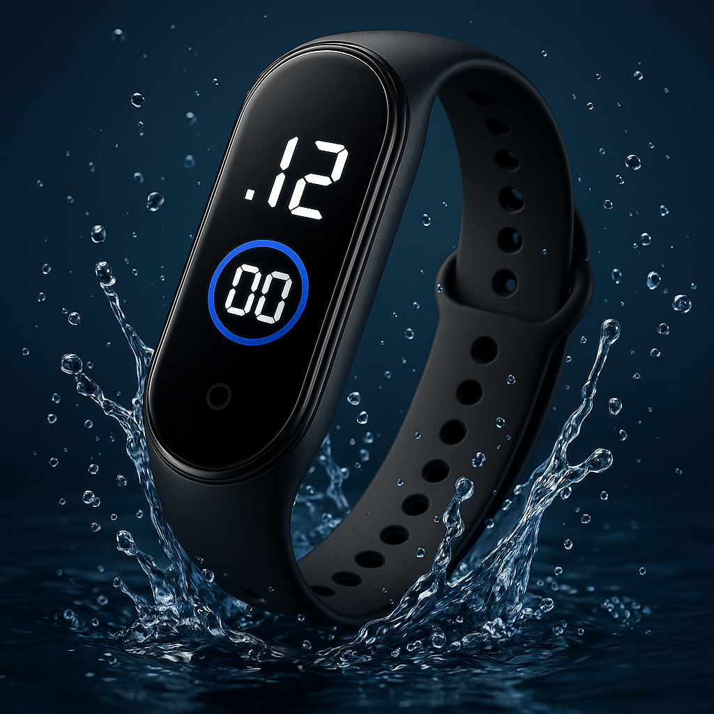 Relógio Led Digital Pulseira Silicone Preto Prova