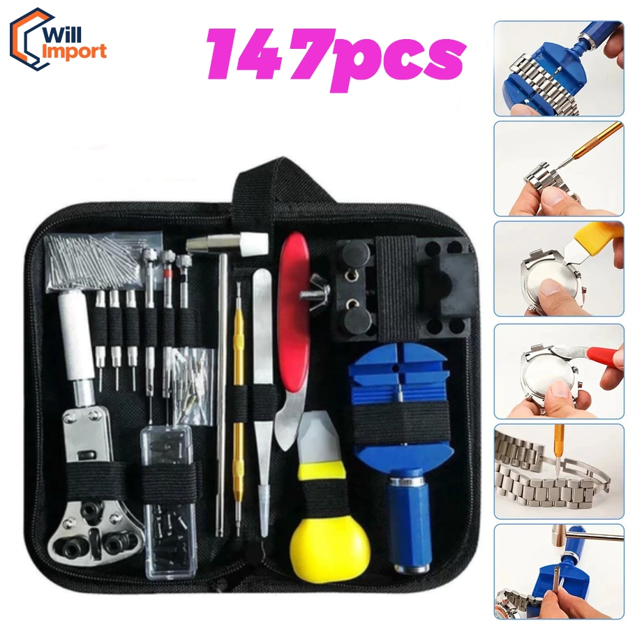 Kit 147 Pcs De Ferramentas Relojoeiro Conserto De 