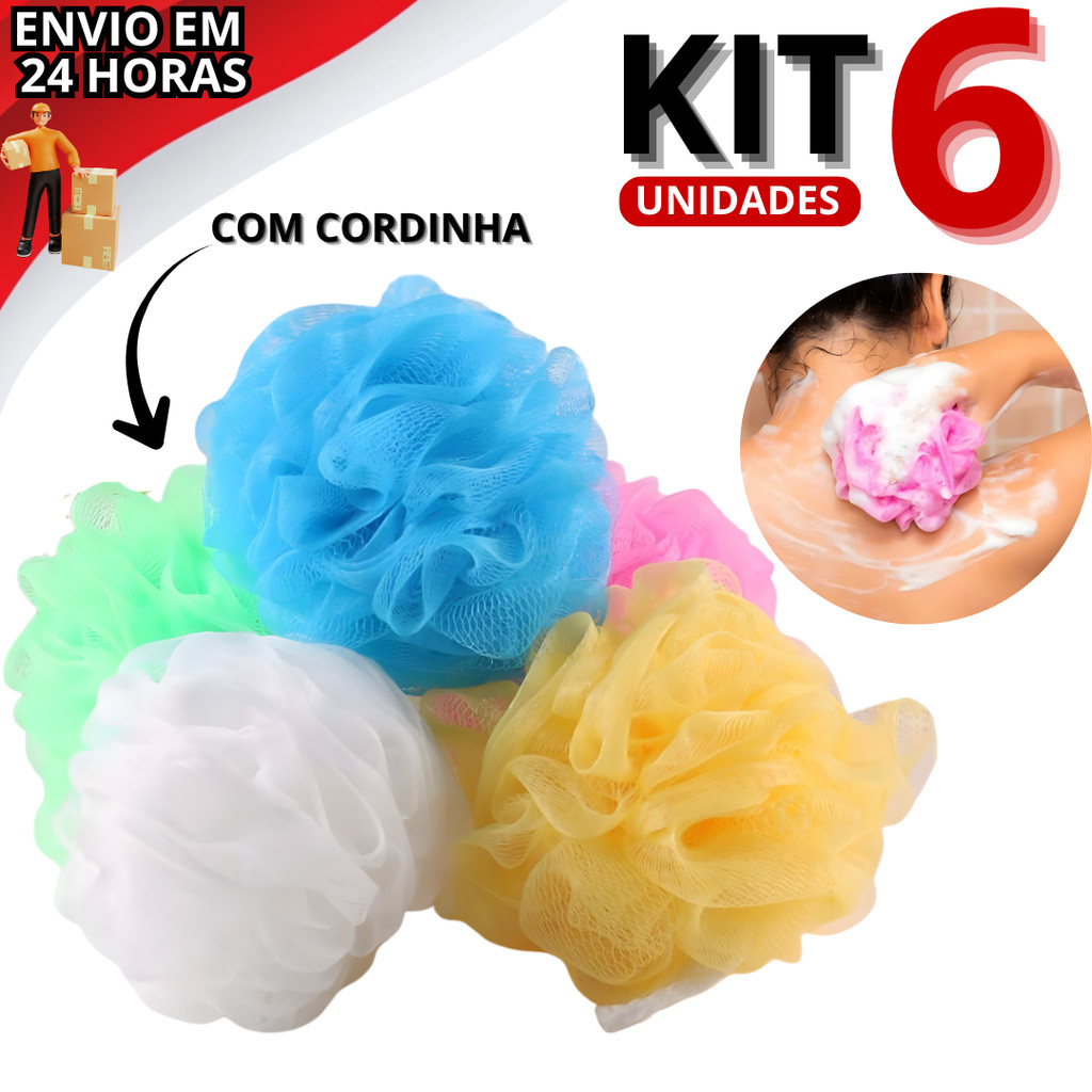 Kit 6 Esponja Bucha De Banho Esfoliante De Nylon M