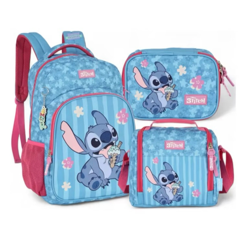 kit mochila stitch mochila e lancheira térmica e 