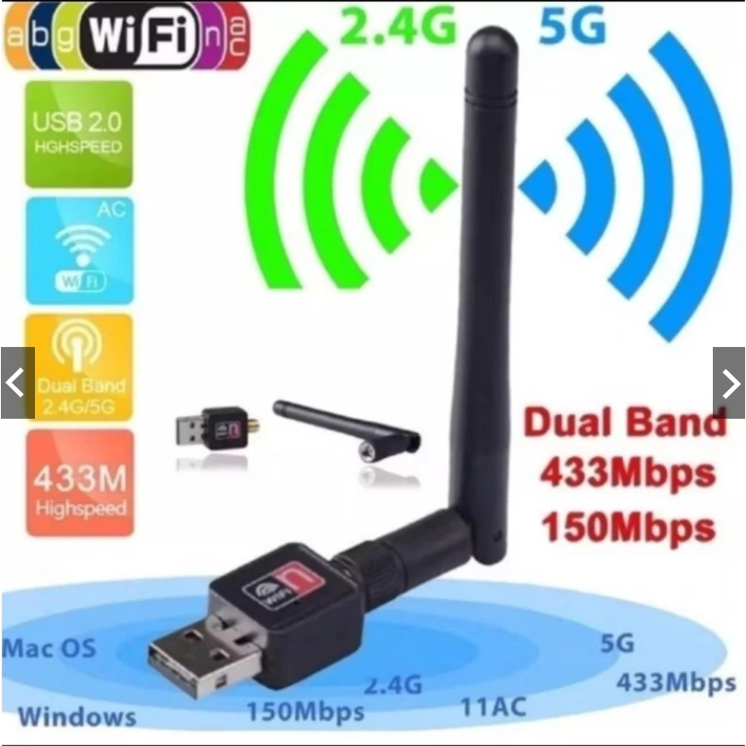 Adaptador Wifi Usb Wireless 1200mbps Com Antena PC