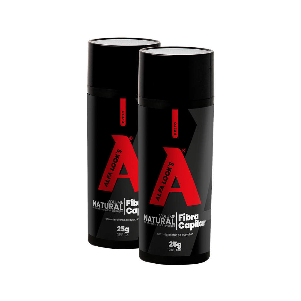 FIBRA CAPILAR PRETO 25G ALFA LOOKS – 2 UNIDA