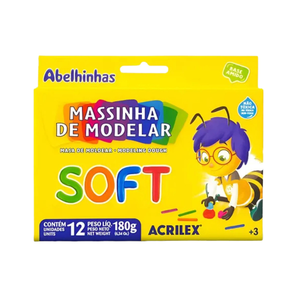 Massinha Acrilex Colorida para Atividades Escolare