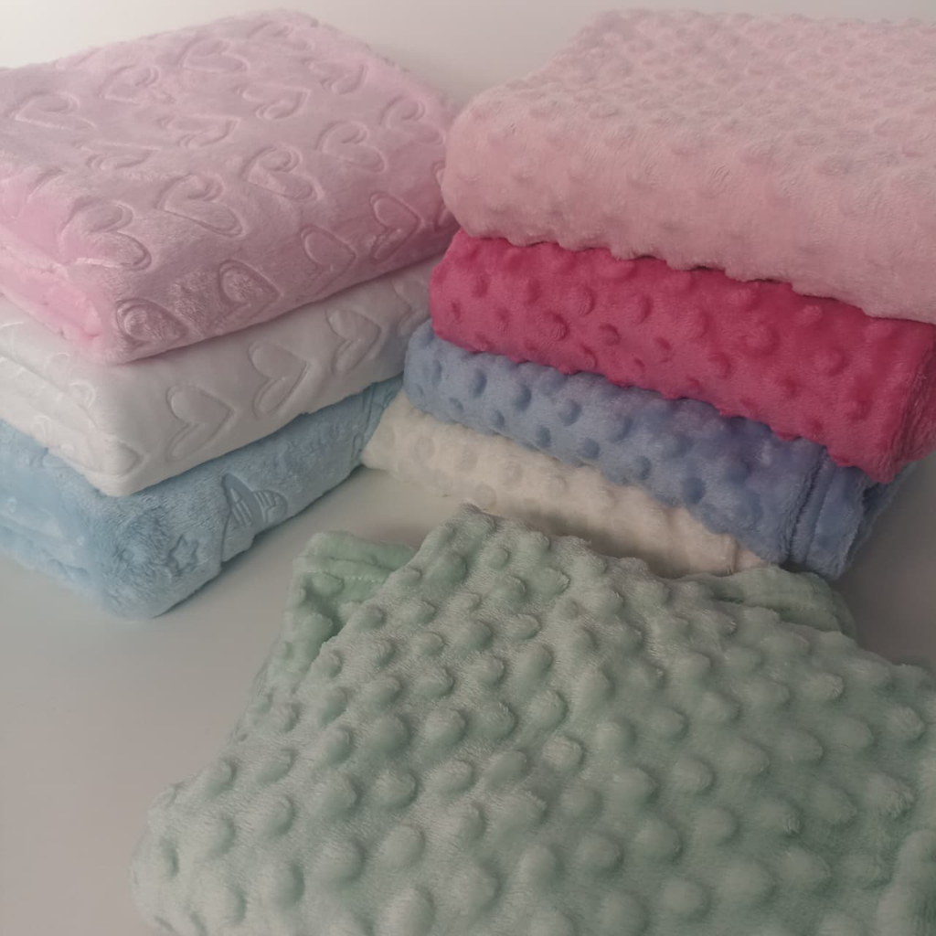 Kit 2 Mantas de Bebe Menina Menino 3D Pipoquinha C