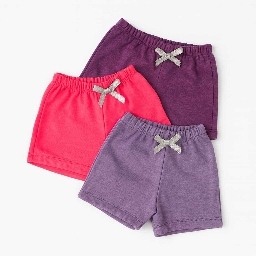 Kit com 3 Bermuda Shorts Infantil Menina em Moleti