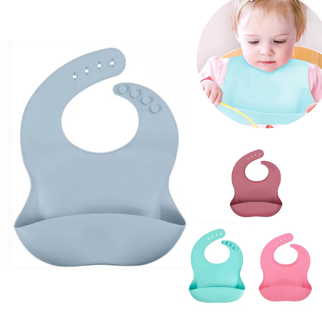 Babador Babete Silicone com Bolso pega Cata Migalh