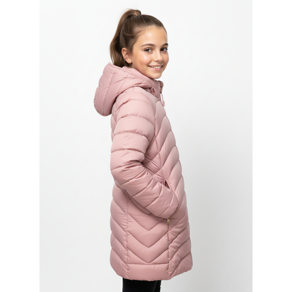 Parka Puffer Infantil Feminina com Capuz Frio inte