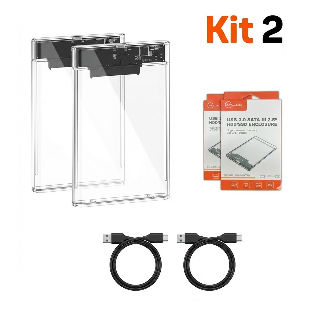 Case Gaveta HD SSD 2.5 Sata III USB 3.0 Transparen