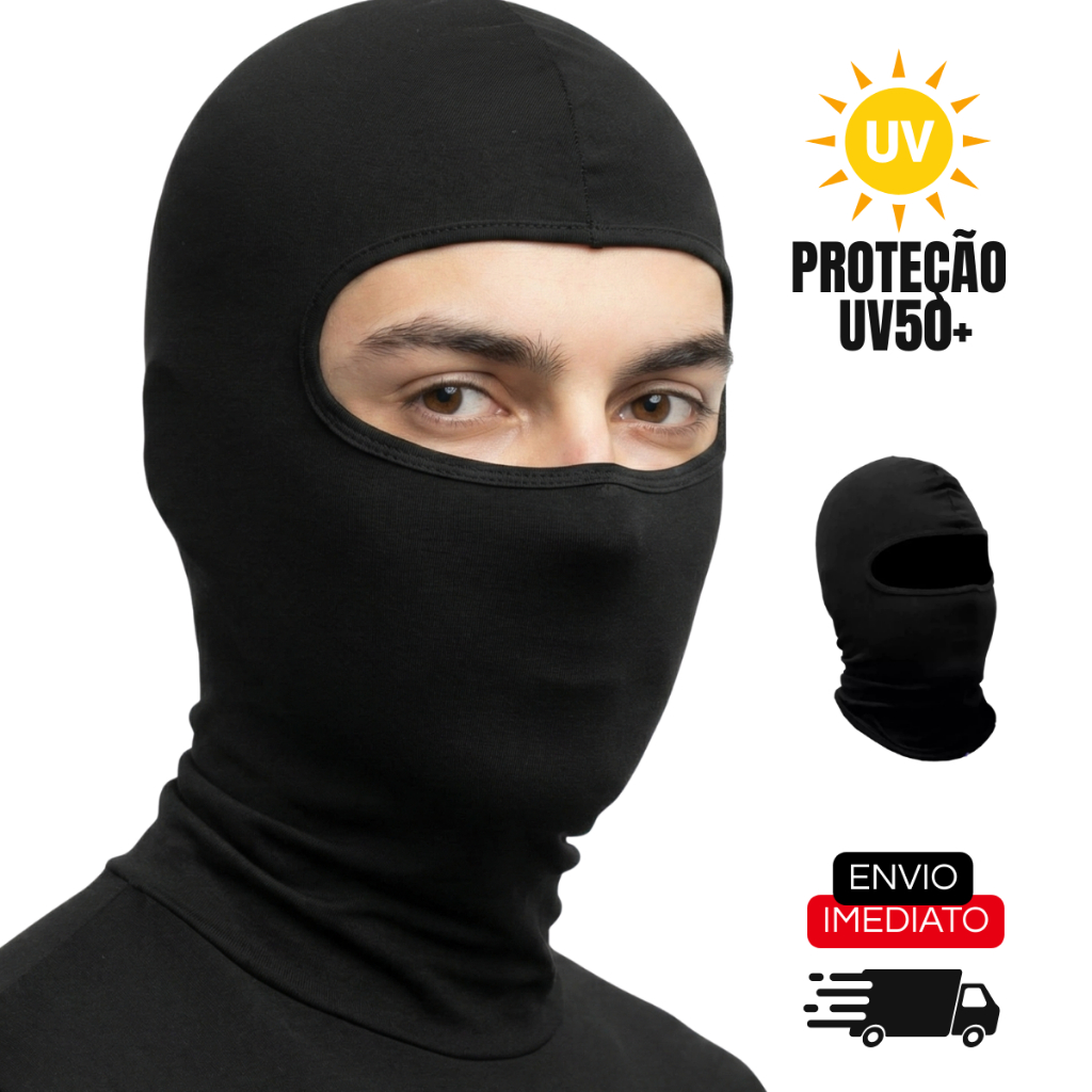 Touca Balaclava Ninja Preta UV Motoqueiro Corrida 