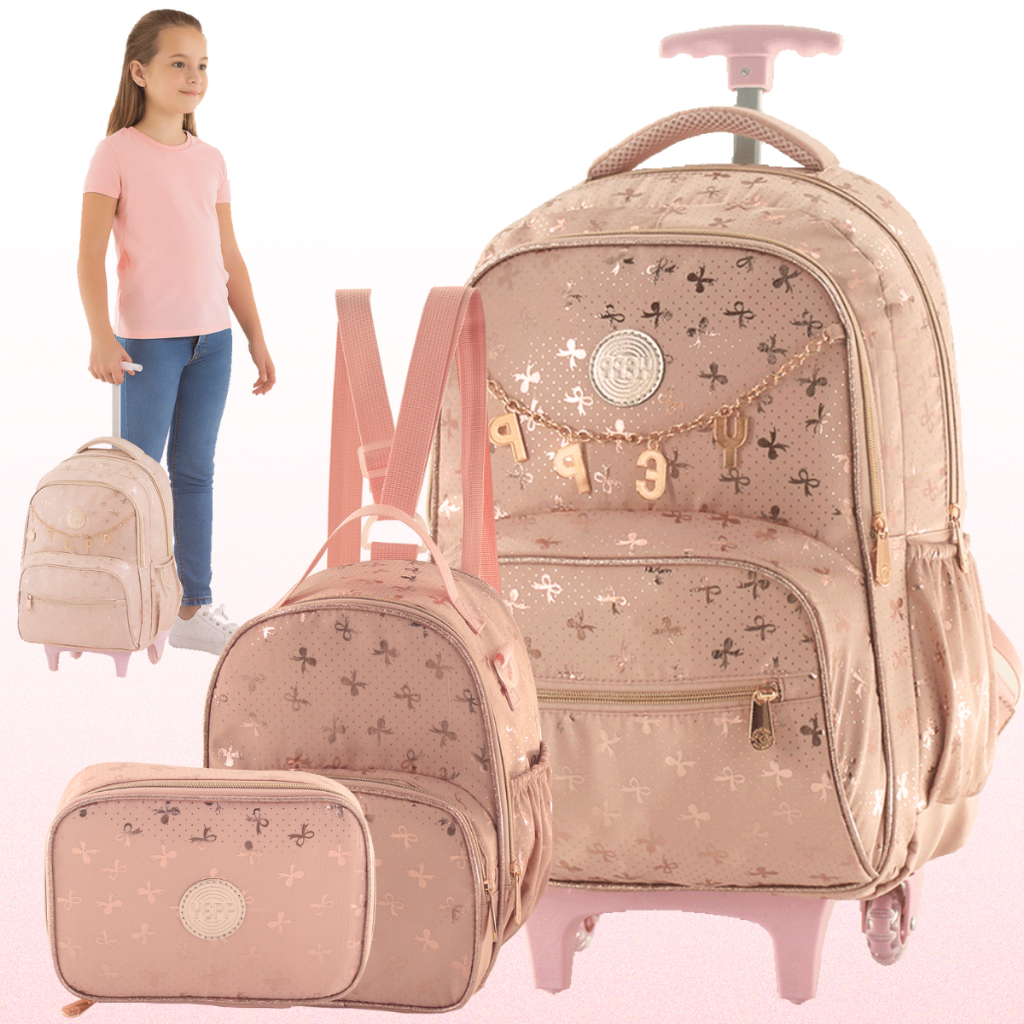 Kit Mochila Escolar Grande Reforçada Estojo Box O