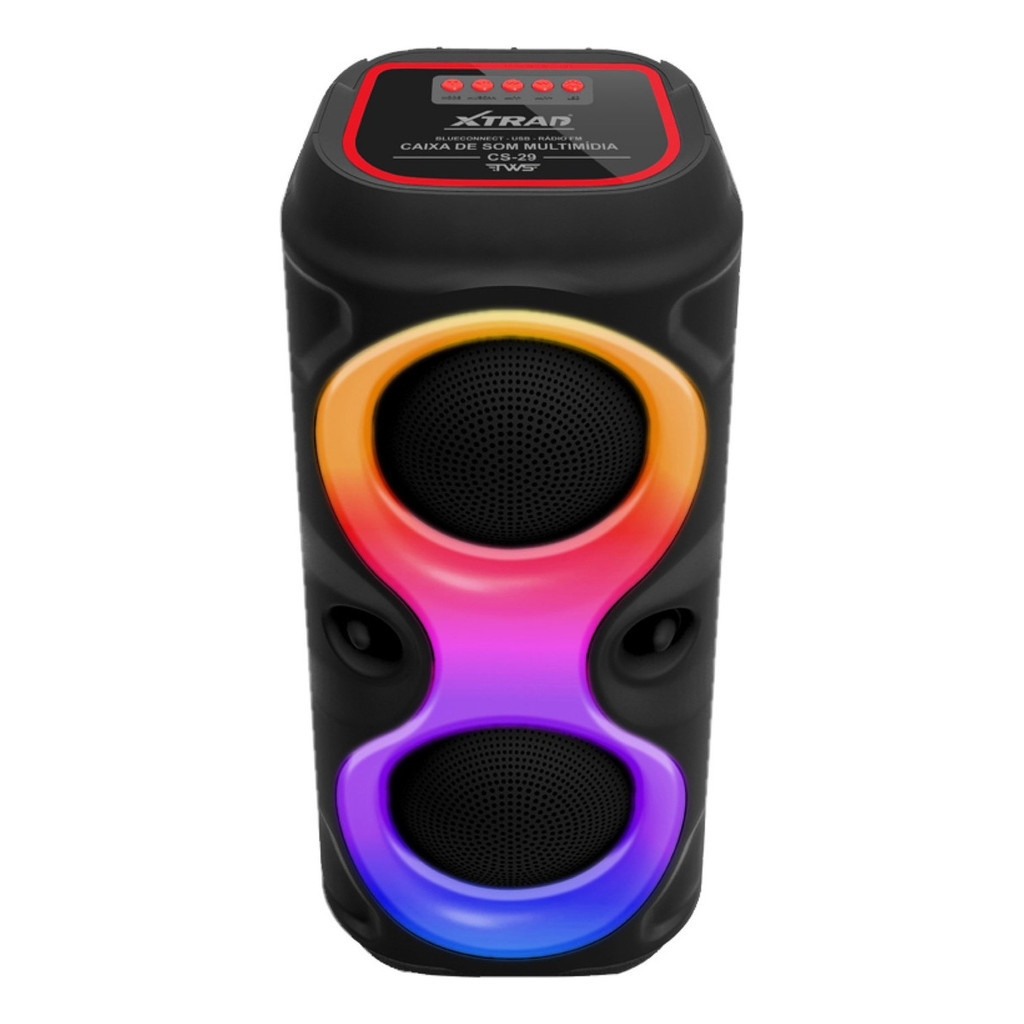 Caixa de Som Portátil 50W CS-29 com Efeitos RGB, 