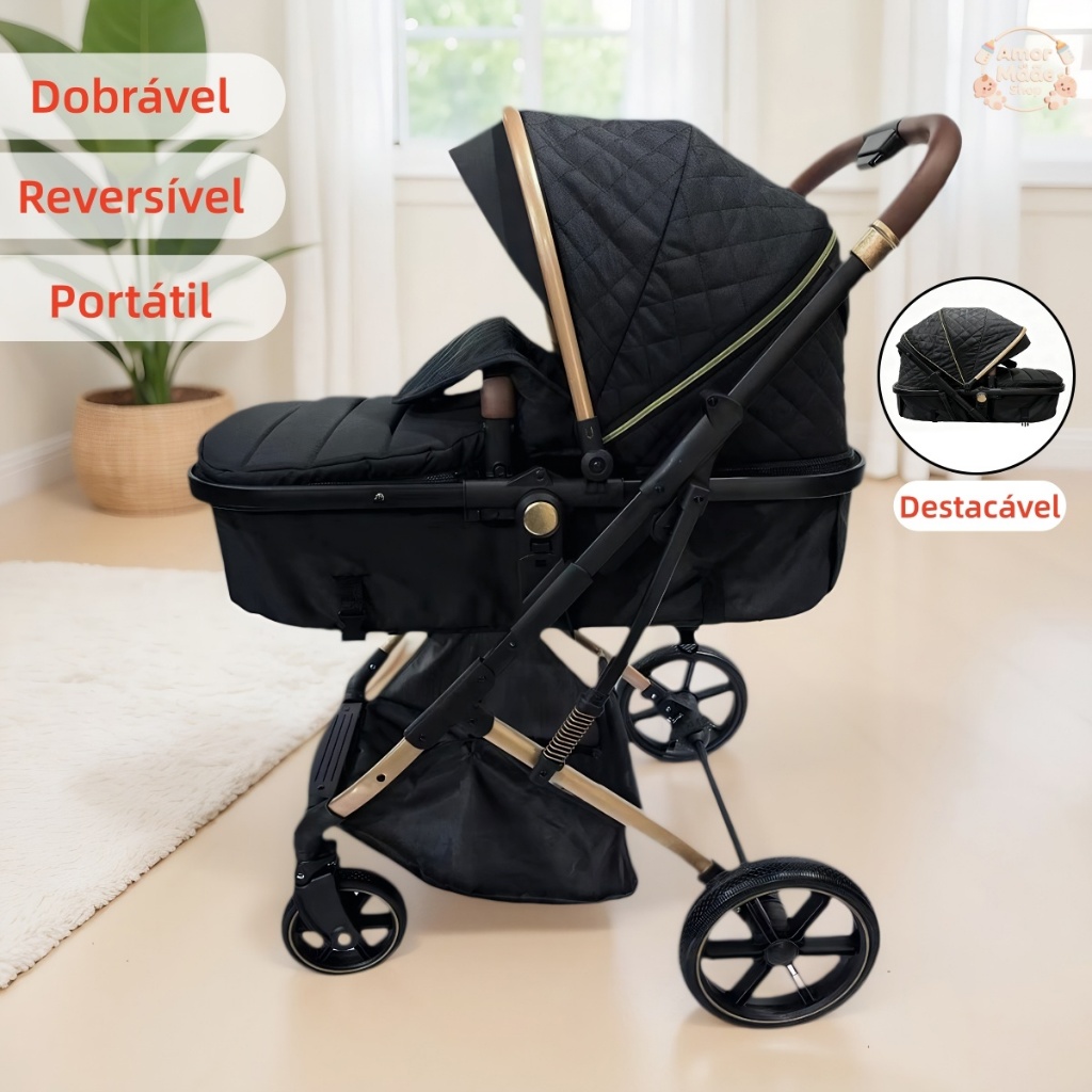 Carrinho de Bebe Passeio Reversível com Moises at
