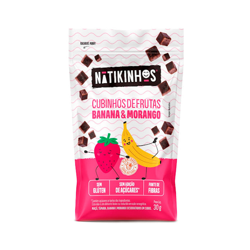 Cubinhos de Frutas Natikinhos Sabor Banana E Moran