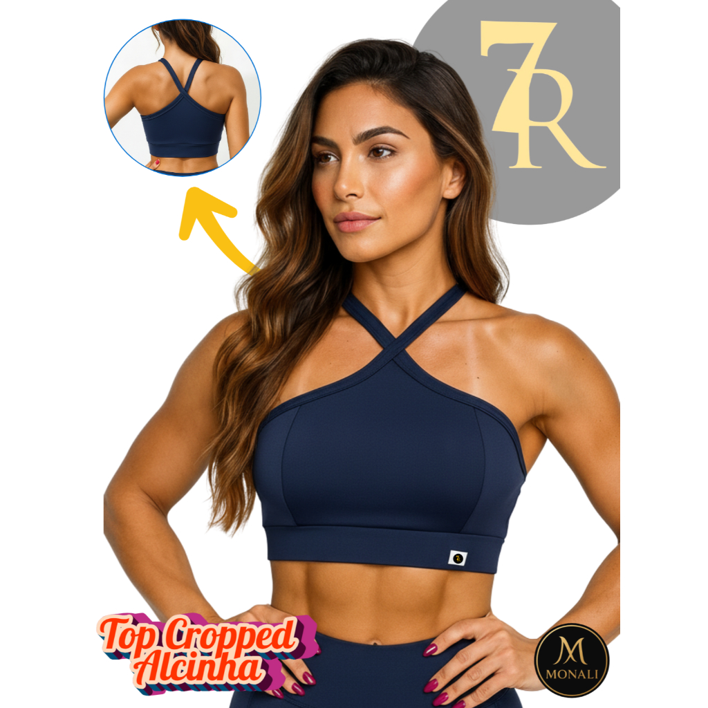 Top Cropped Feminino Alça Cruzada Fitness Suplex 