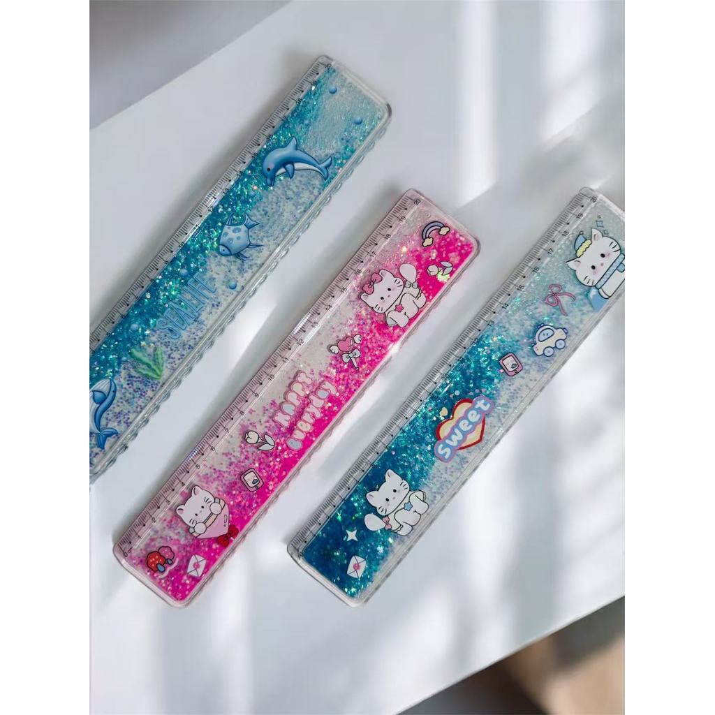 Régua 20cm  Brilho, Glitter com liquido  e Muita 