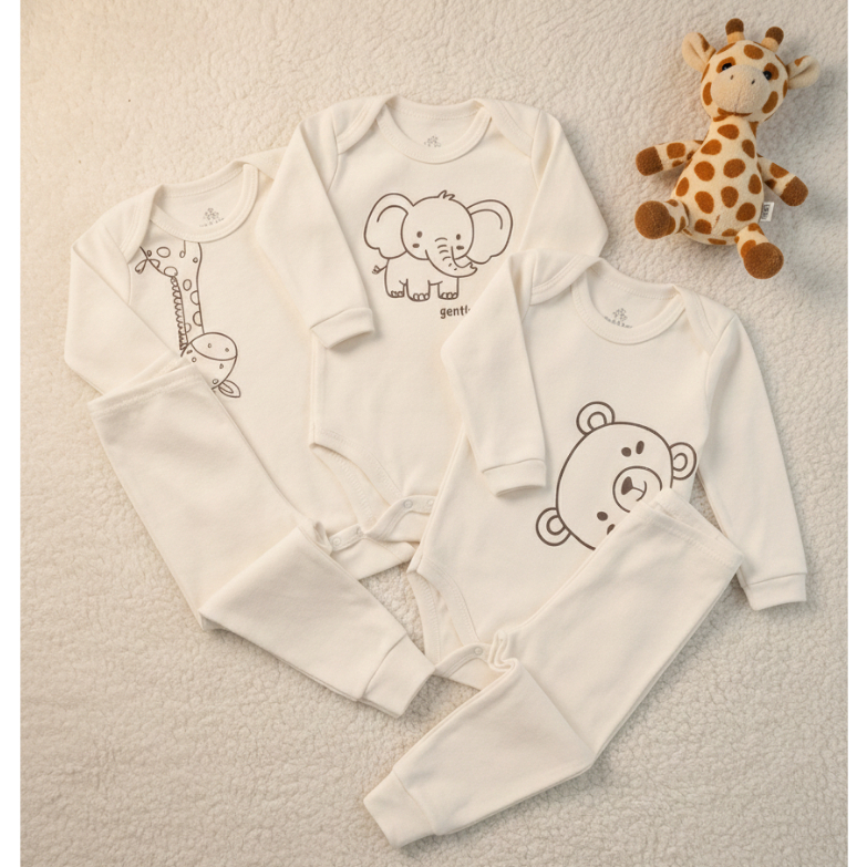 Conjunto Bebê Body + Calça Suedine 100% Algodão