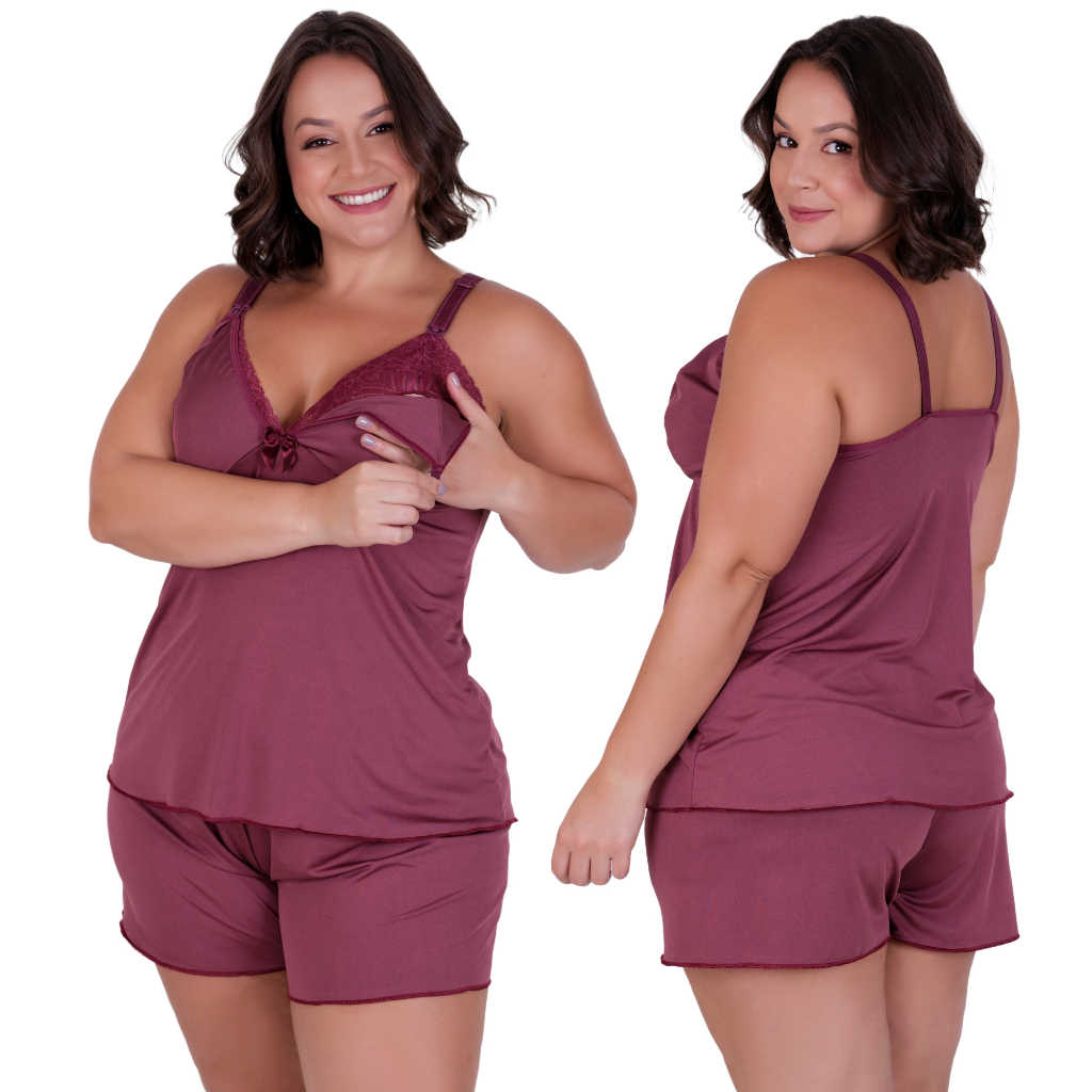 Baby Doll Amamentação Plus Size Short Doll Pós