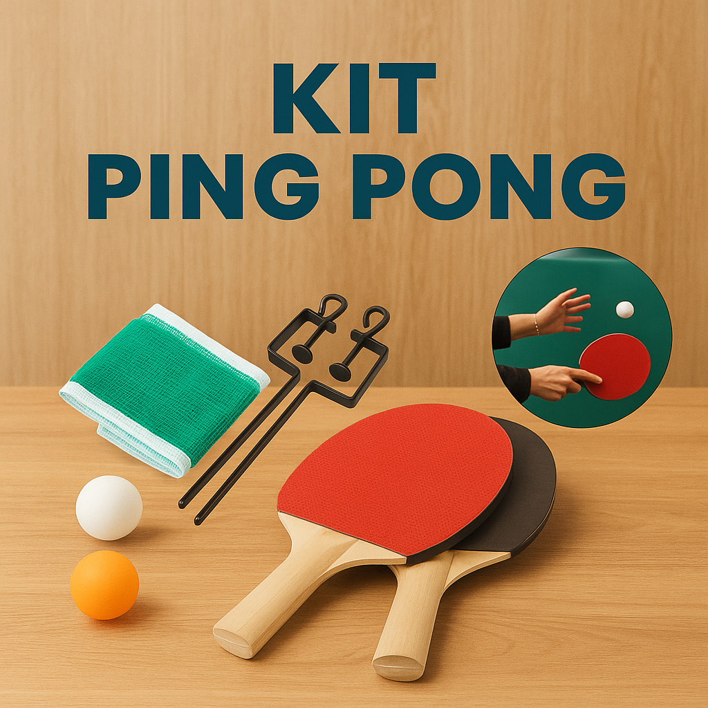 Kit Ping Pong Tênis De Mesa 2 Raquetes 3 Bolinhas