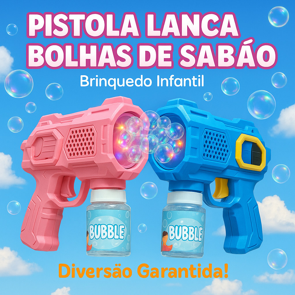 Lança Bolhas de Sabão com Luz Brinquedo Infantil