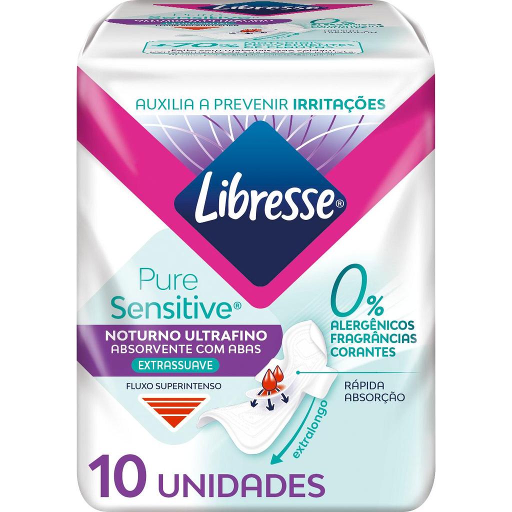 Absorvente Noturno com Abas Libresse Pure Sensitiv