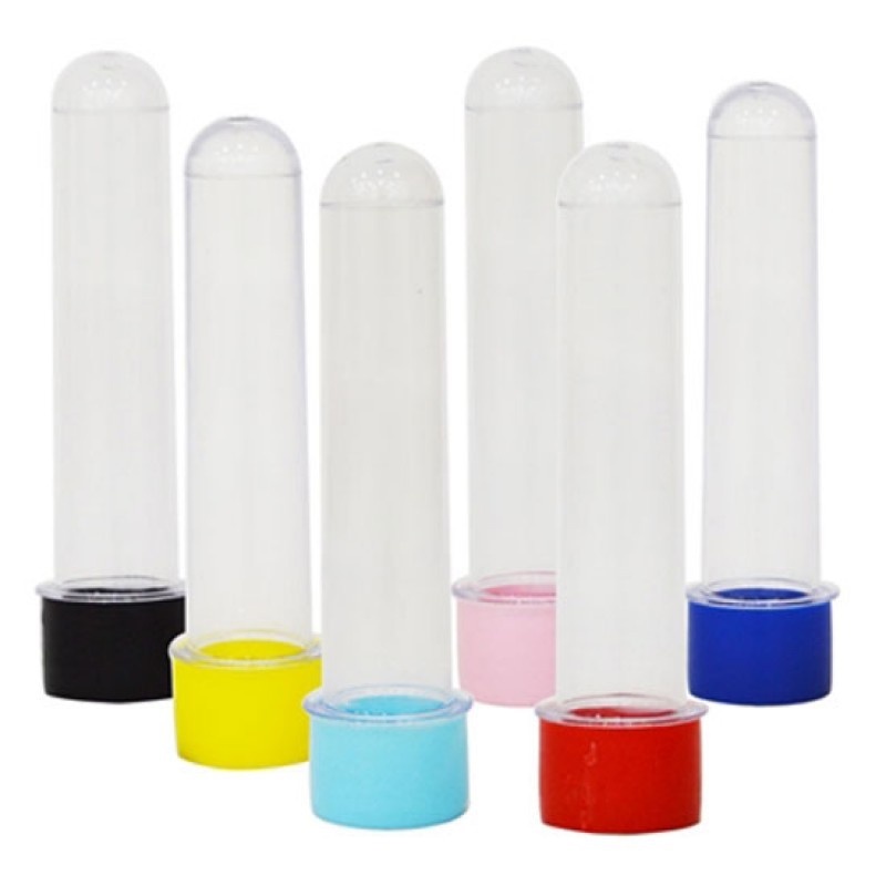 Kit 50 Tubetes 13cm com Tampa Colorida 12 Opções