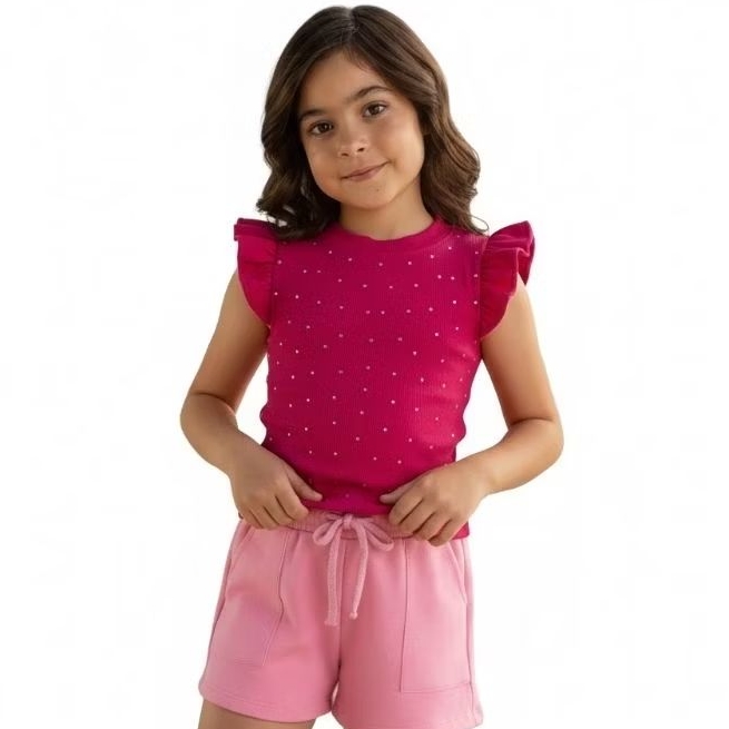 Regata cropped  Infantil Feminina  Brilho Strass G