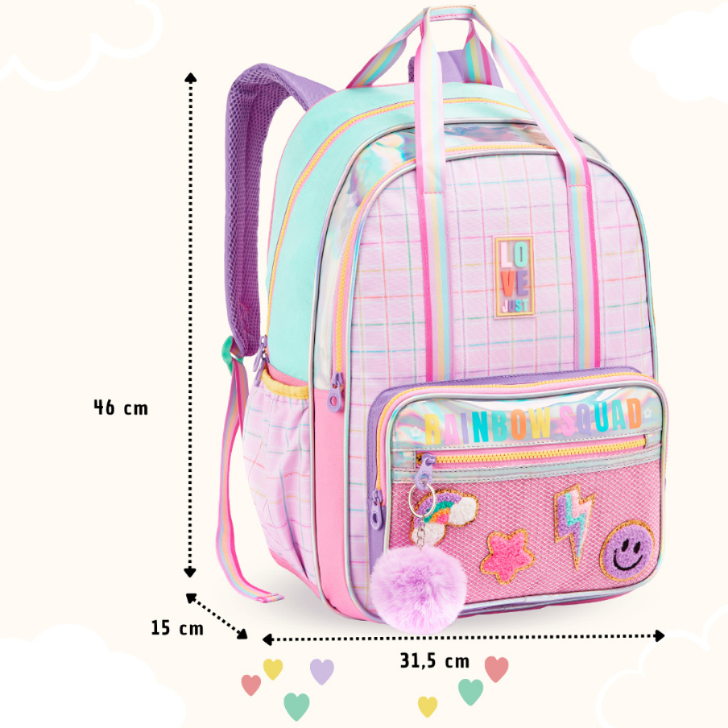 Mochila de Costas Feminina Rainbow Love Just com P