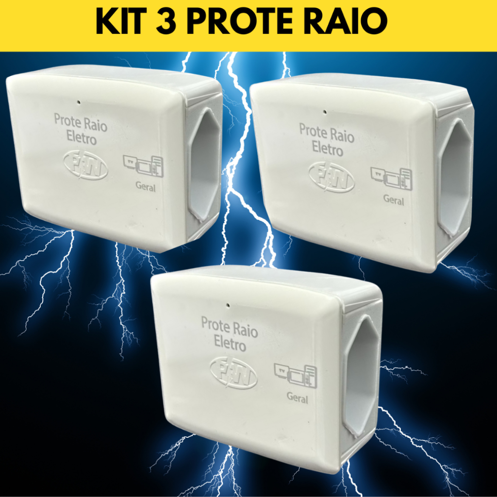 Kit 3 Protetores Contra Picos Raios Surtos Eletric