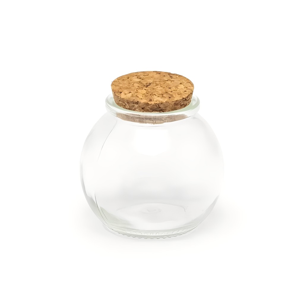 Kit 5 Potes de Vidro Bola 100ml com Rolha para Sai