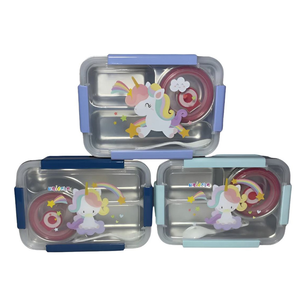 Lancheira Aço Inox Unicórnio 2 Divisórias Herm�