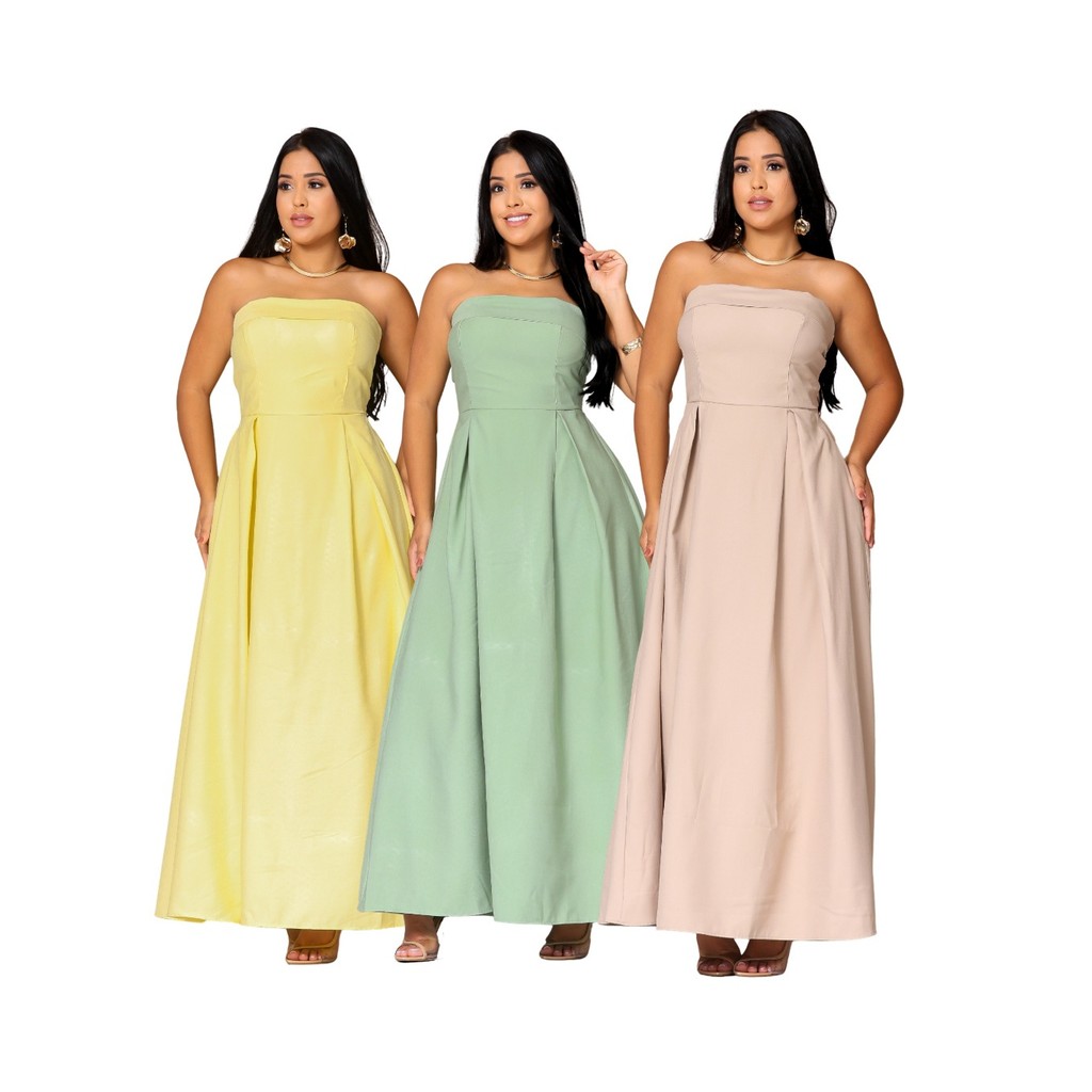 Vestido Longo Feminino Tomara que Caia com Bojo