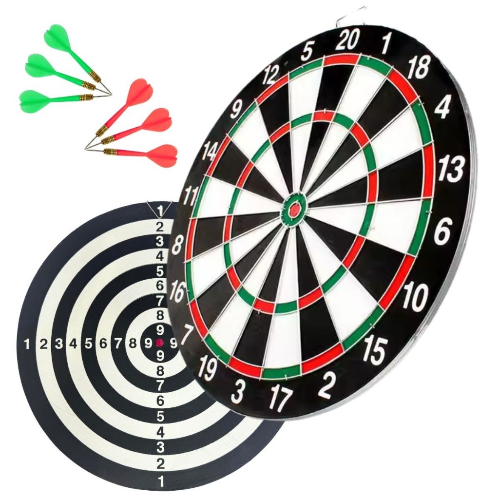 Jogo De Dardos Dupla Face Alvo Duplo 6 Dardos 44cm
