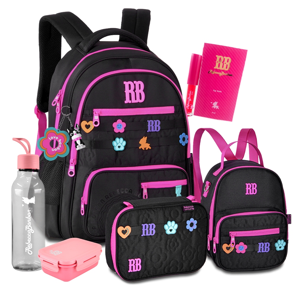 Kit Mochila Rebecca Bonbon Grande Feminina Estojo