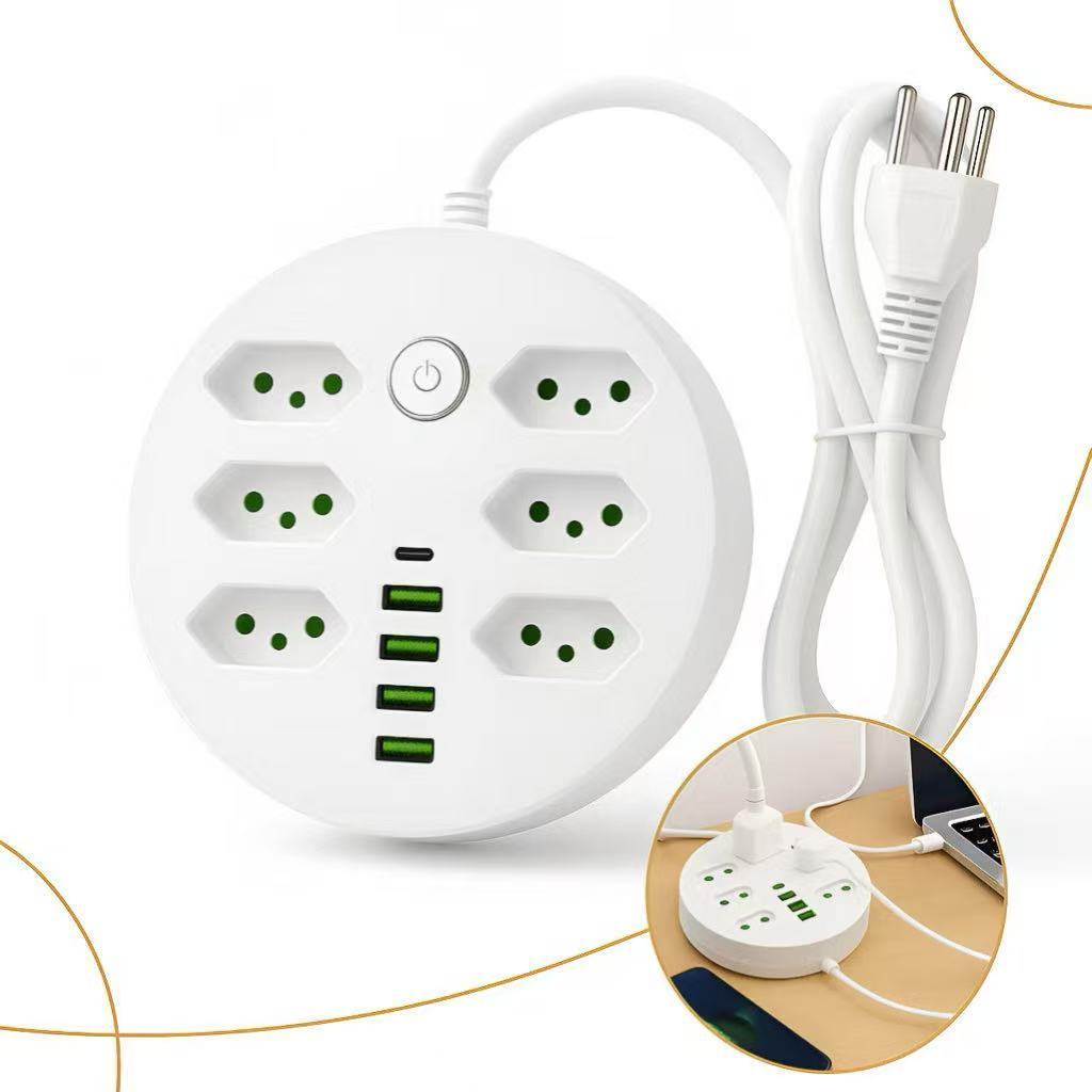 Régua Extensão 6 Tomadas E 4 Entradas USB 1 Entr